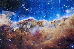 SF1778R Temp Glass w/Foil & Rhinestones - James Webb Carina Nebula I (60x40) by Classy Art