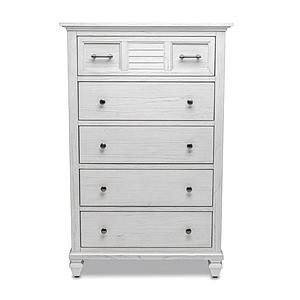 Surfside 5 Drawer Chest - Distressed White by Lineage Collections