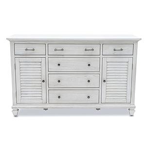 Surfside 6-Drawer / 2-Door Dresser - Distressed White by Lineage Collections