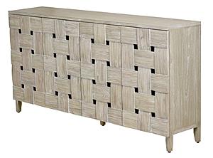 Credenza Wooden Weave 4 Door Credenza - Gray Wash by Lineage Collections