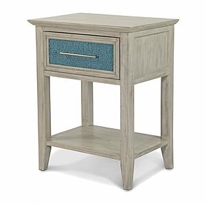 Ocean Isles 1 Drawer Woven Nightstand w/Power and USB A - Ocean Blue and Aged Ivory by Lineage Collections