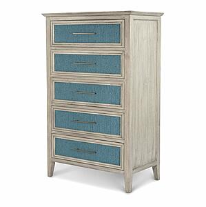 Ocean Isles 5 Drawer Woven Chest - Ocean Blue and Aged Ivory by Lineage Collections