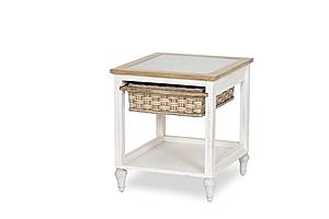 Island Breeze 1-Basket End Table - Weathered Wood/White by Lineage Collections