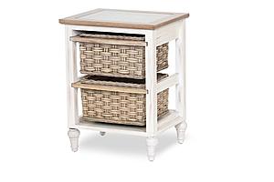 Island Breeze 2-Basket Storage Cabinet - Weathered Wood/White by Lineage Collections