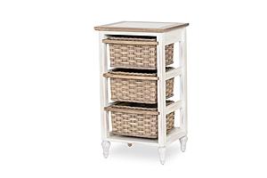 Island Breeze 3-Basket Storage Cabinet - Weathered Wood/White by Lineage Collections