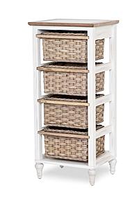 Island Breeze 4-Basket Vertical Storage Cabinet - Weathered Wood/White by Lineage Collections