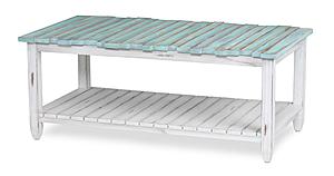 Picket Fence Coffee Table - Distressed Bleu/White by Lineage Collections