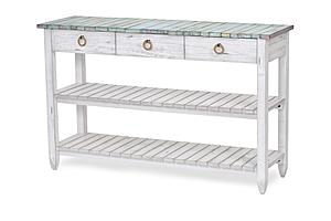 Picket Fence Entertainment Centre - Distressed Bleu/White by Lineage Collections