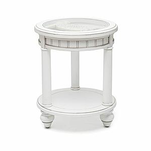 Monaco Round End Table w/Pelican Insert - White by Lineage Collections