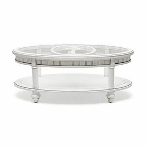 Monaco Oval Coffee Table w/Anchor Insert - White by Lineage Collections