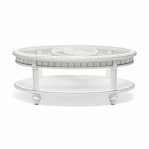 Monaco Oval Coffee Table w/Pelican Insert - White by Lineage Collections