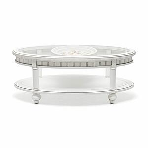 Monaco Oval Coffee Table w/Tray Insert - White by Lineage Collections