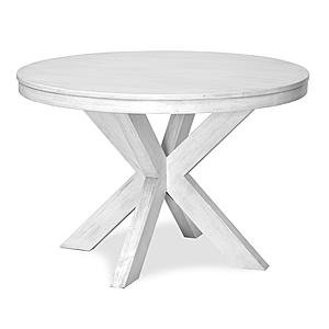 Surfside 45" Round Dining Table X Shaped Base - Weathered White by Lineage Collections