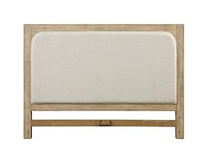 Heartford Upholstered Solidwood King Headboard - Weathered Natural & Cream Fabric by Lineage Collections