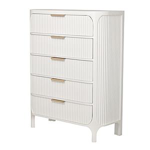 Genevie Reed 5 Drawer Solidwood Chest - Pristine White by Lineage Collections