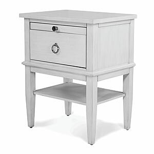 Point Breeze 1 Drawer Open Nightstand w/Power and USB A + C - Fresh White w/Soft Grey Glaze by Lineage Collections