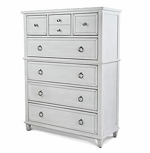 Point Breeze 7 Drawer Chest - Fresh White w/Soft Grey Glaze by Lineage Collections