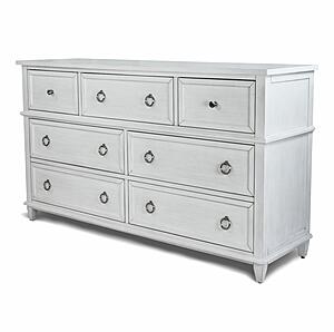 Point Breeze 7 Drawer Dresser - Fresh White w/Soft Grey Glaze by Lineage Collections
