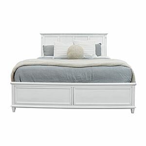 Point Breeze Non-Storage Queen Bed - Fresh White w/Soft Grey Glaze by Lineage Collections