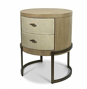 Rio Vista Woven 2 Drawer Round Accent Nightstand - Muted Earth Tones and Clay by Lineage Collections
