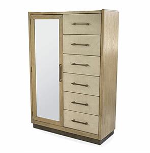 Rio Vista Woven Mirrored Door & 6 Drawer Chest - Muted Earth Tones and Clay by Lineage Collections