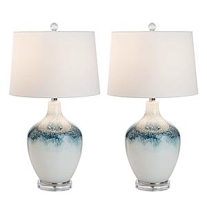 Baldwyn Coastal Ombre Glass Table Lamp w/Linen Shade (Set of 2) - Blue & White by Lineage Collections