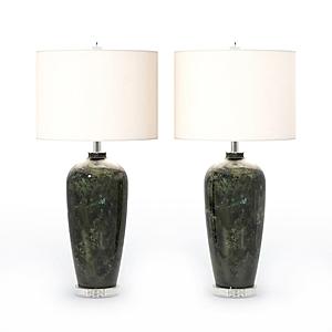 Eclipse 31" Glass Table Lamp (Set of 2) - Green by Lineage Collections