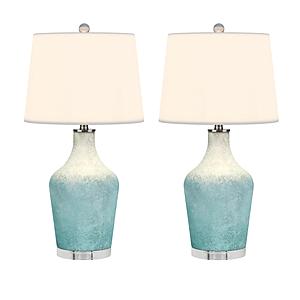 Mist 26.5" Glass Table Lamp (Set of 2) - Aqua Teal Blue by Lineage Collections