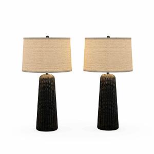 Marissa Traditional Rustic 31" Resin Table Lamps (Set of 2) - Brown by Lineage Collections