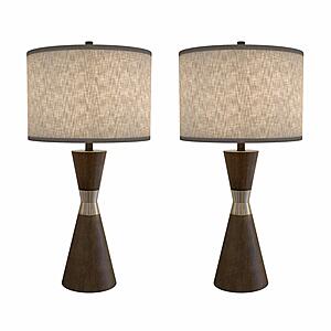 Hourglass Contemporary 30.5" Resin & Metal Table Lamps (Set of 2) - Brown by Lineage Collections