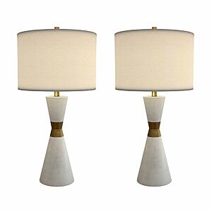 Hourglass Contemporary 30.5" Resin & Metal Table Lamps (Set of 2) - White by Lineage Collections