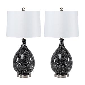 Stunning Glass Timeless Table Lamp w/Linen Shade (Set of 2) - Grey & Silver by Lineage Collections