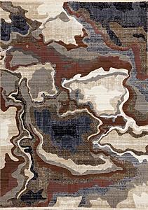 Samira Beige Brown Blue Acrylic Pour Rug by Kalora