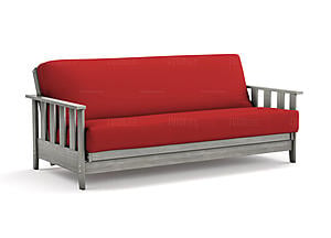 Premium Futon Set - Full Size - Canby Gray Wall Hugger Frame, Mattress w/Removable Suede Cover
