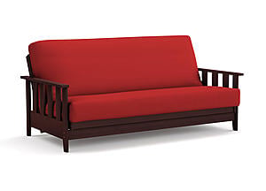 Futon Set - Queen Size - Canby Black Walnut Wall Hugger Frame, Mattress w/Removable Solid Cover