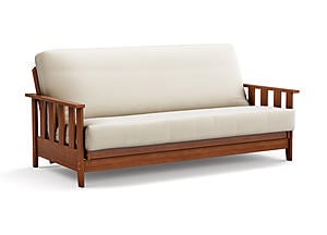 Futon Frame - Queen Size - Canby Warm Cherry Wall Hugger by Strata Furniture