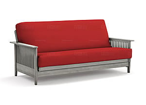 Premium Futon Set - Queen Size - Denali Gray Wall Hugger Frame, Mattress w/Removable Suede Cover