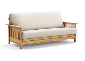 Futon Frame - Queen Size - Denali Natural Wall Hugger by Strata Furniture