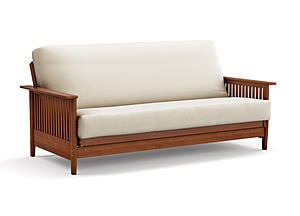 Futon Frame - Queen Size - Denali Warm Cherry Wall Hugger by Strata Furniture