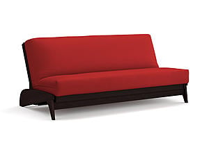 Premium Futon Set - Full Size - Dillon Black Walnut Wall Hugger Frame, Mattress w/Removable Suede Cover