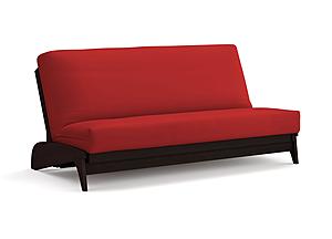 Premium Futon Set - Queen Size - Dillon Black Walnut Wall Hugger Frame, Mattress w/Removable Suede Cover