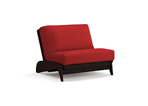 Futon Set - Twin Chair Size - Dillon Black Walnut Wall Hugger Frame, Mattress w/Removable Solid Cover