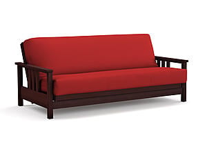 Futon Set - Full Size - Durango Dark Cherry Wall Hugger Frame, Mattress w/Removable Solid Cover