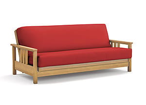 Futon Set - Full Size - Durango Natural Wall Hugger Frame, Mattress w/Removable Solid Cover