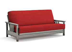 Futon Set - Queen Size - Durango Gray Wall Hugger Frame, Mattress w/Removable Solid Cover