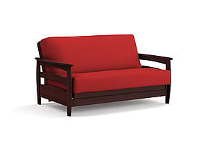 Futon Set - Loveseat Size - Galena Black Walnut Wall Hugger Frame, Mattress w/Removable Solid Cover