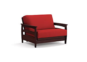 Futon Set - Twin Chair Size - Galena Black Walnut Wall Hugger Frame, Mattress w/Removable Solid Cover