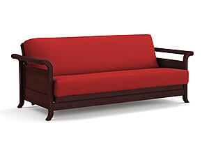 Premium Futon Set - Full Size - Lexington Dark Cherry Wall Hugger Frame, Mattress w/Removable Suede Cover