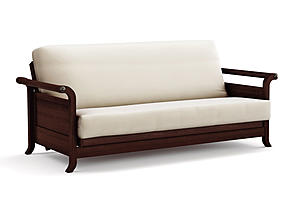 Futon Frame - Queen Size - Lexington Dark Cherry Wall Hugger by Strata Furniture
