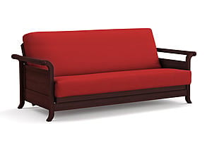 Premium Futon Set - Queen Size - Lexington Dark Cherry Wall Hugger Frame, Mattress w/Removable Suede Cover